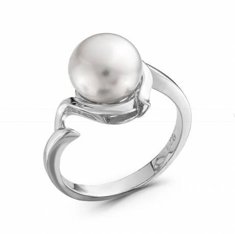 Кольцо из серебра с белой жемчужиной 8,5-9 мм. Артикул 10379