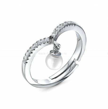 Кольцо из серебра с белой жемчужиной 4,5-5 мм. Артикул 9445