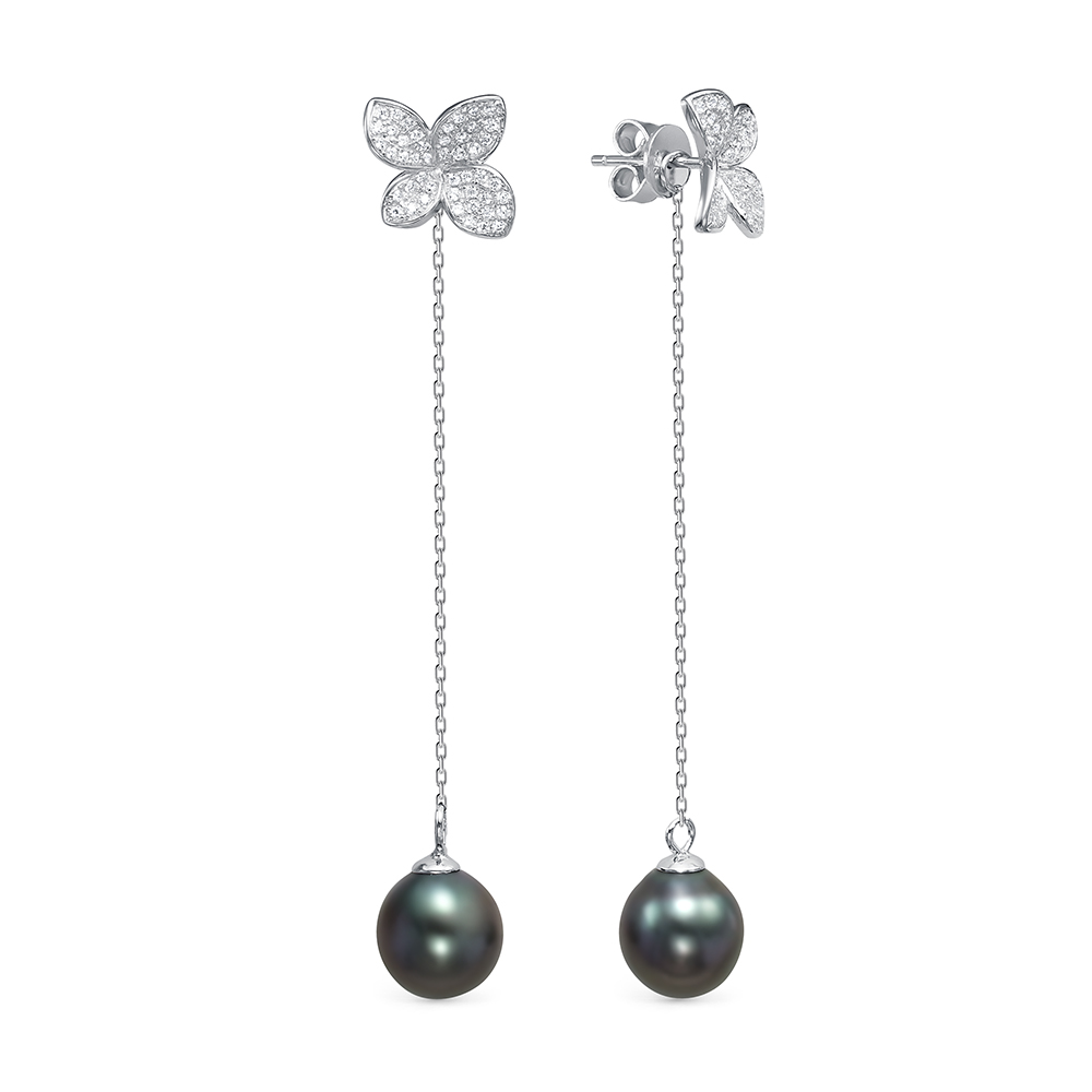 Серьги из серебра с Таитянскими жемчужинами 10-10,5 мм. Артикул 12448 Серьги из серебра с Таитянскими жемчужинами 10-10,5 мм. Артикул 12448