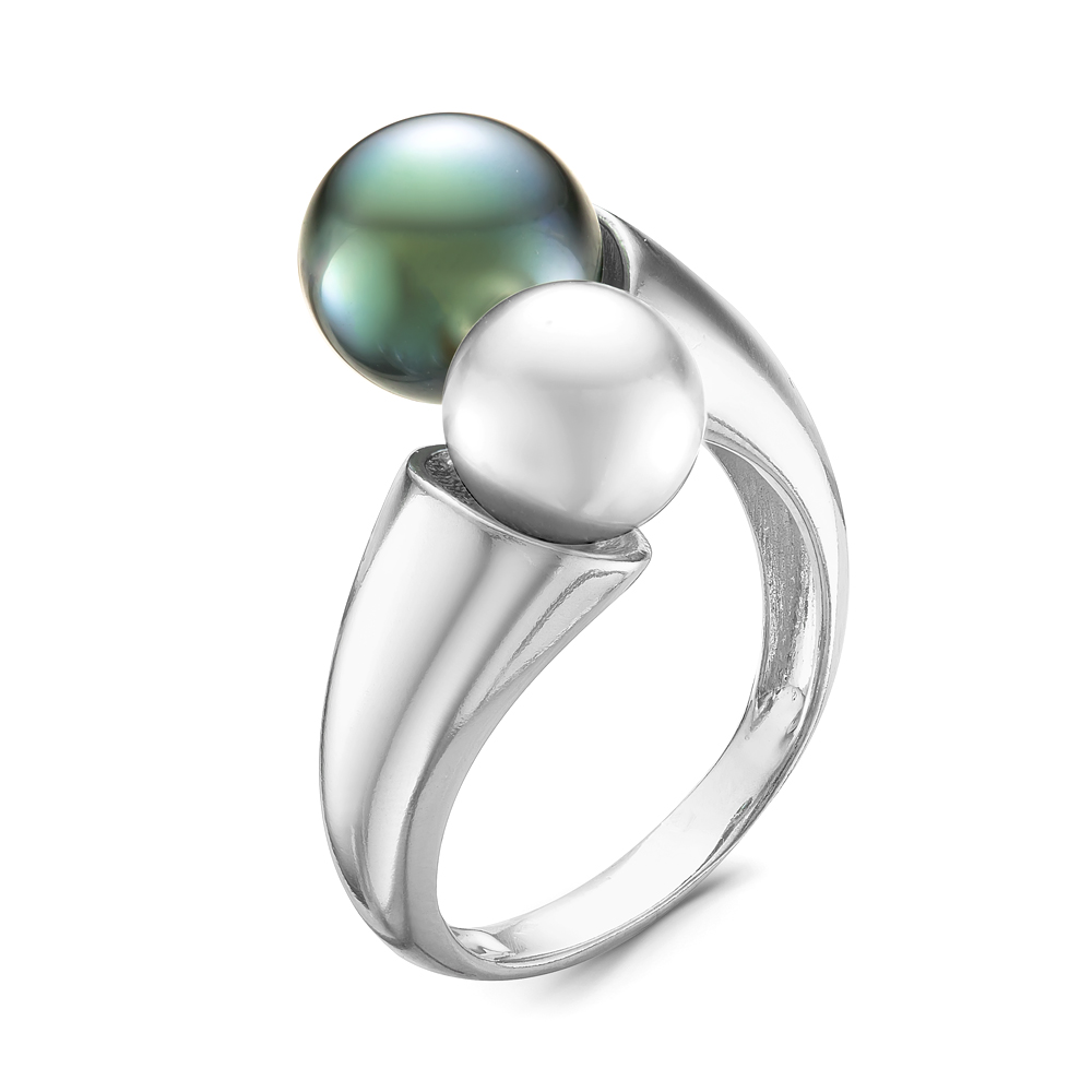 Кольцо из серебра 925 пробы с морской и речной жемчужинами 7,5-10 мм. Артикул 11896 Кольцо из серебра 925 пробы с морской и речной жемчужинами 7,5-10 мм. Артикул 11896