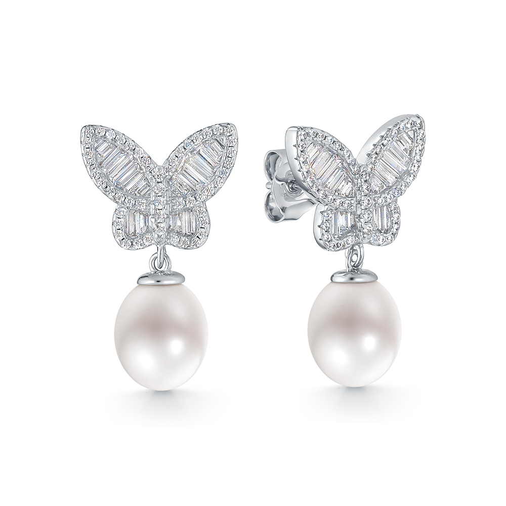 Серьги из серебра с белыми жемчужинами 7,5-8 мм. Артикул 10435 Серьги из серебра с белыми жемчужинами 7,5-8 мм. Артикул 10435