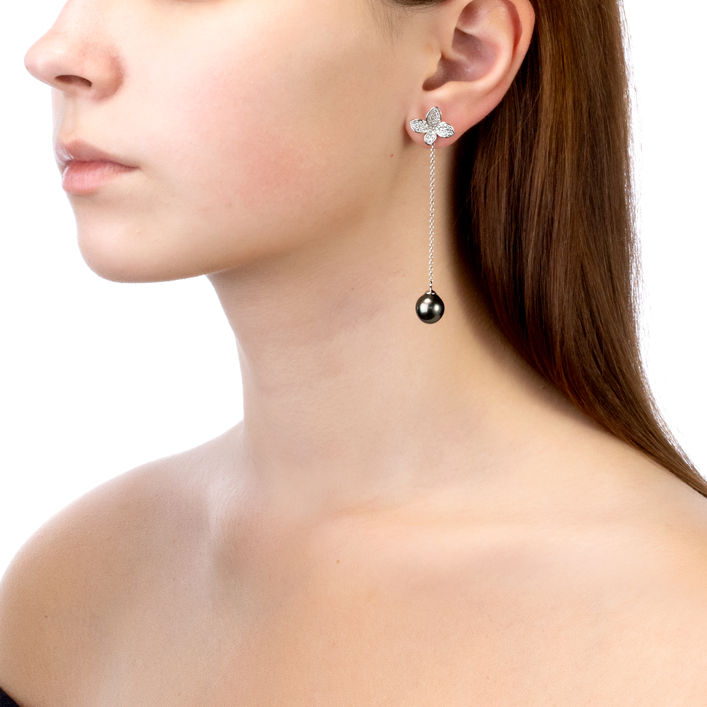 Серьги из серебра с Таитянскими жемчужинами 10-10,5 мм. Артикул 12448 Серьги из серебра с Таитянскими жемчужинами 10-10,5 мм. Артикул 12448