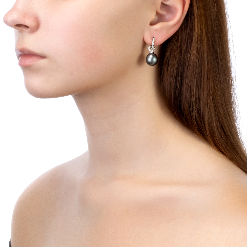 Серьги из серебра с Таитянскими жемчужинами 11-11,5 мм. Артикул 10713 Серьги из серебра с Таитянскими жемчужинами 11-11,5 мм. Артикул 10713