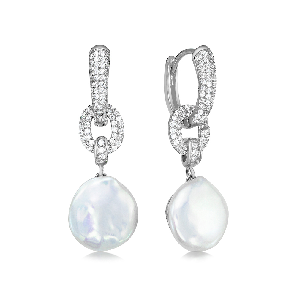 Серьги из серебра c белыми жемчужинами "Барокко" 13 мм. Артикул 10206 Серьги из серебра c белыми жемчужинами "Барокко" 13 мм. Артикул 10206