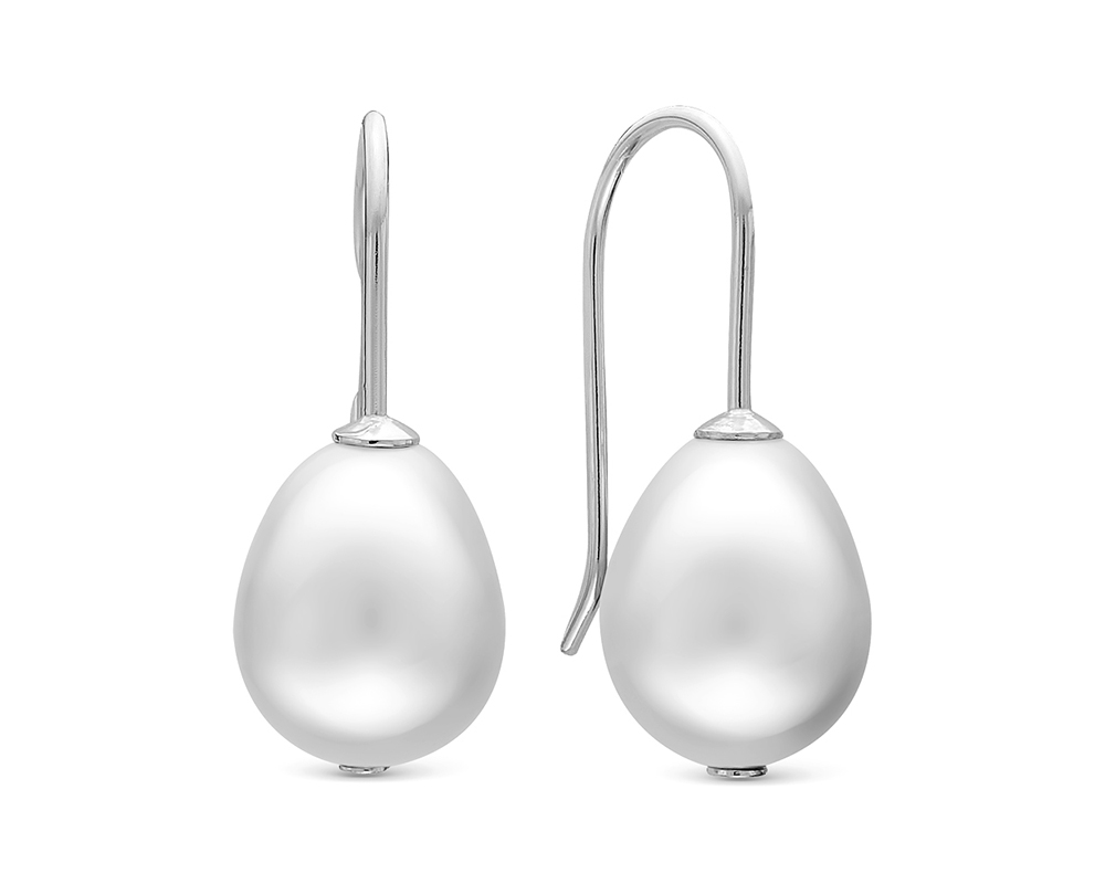 Серьги из серебра с белыми жемчужинами 10-11 мм. Артикул 11589 Серьги из серебра с белыми жемчужинами 10-11 мм. Артикул 11589