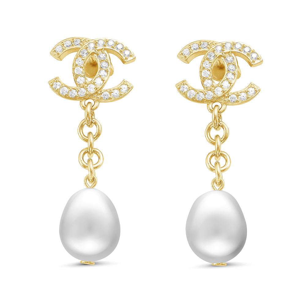 Серьги из серебра 925 пробы с белыми жемчужинами 10-11 мм. Артикул 10395