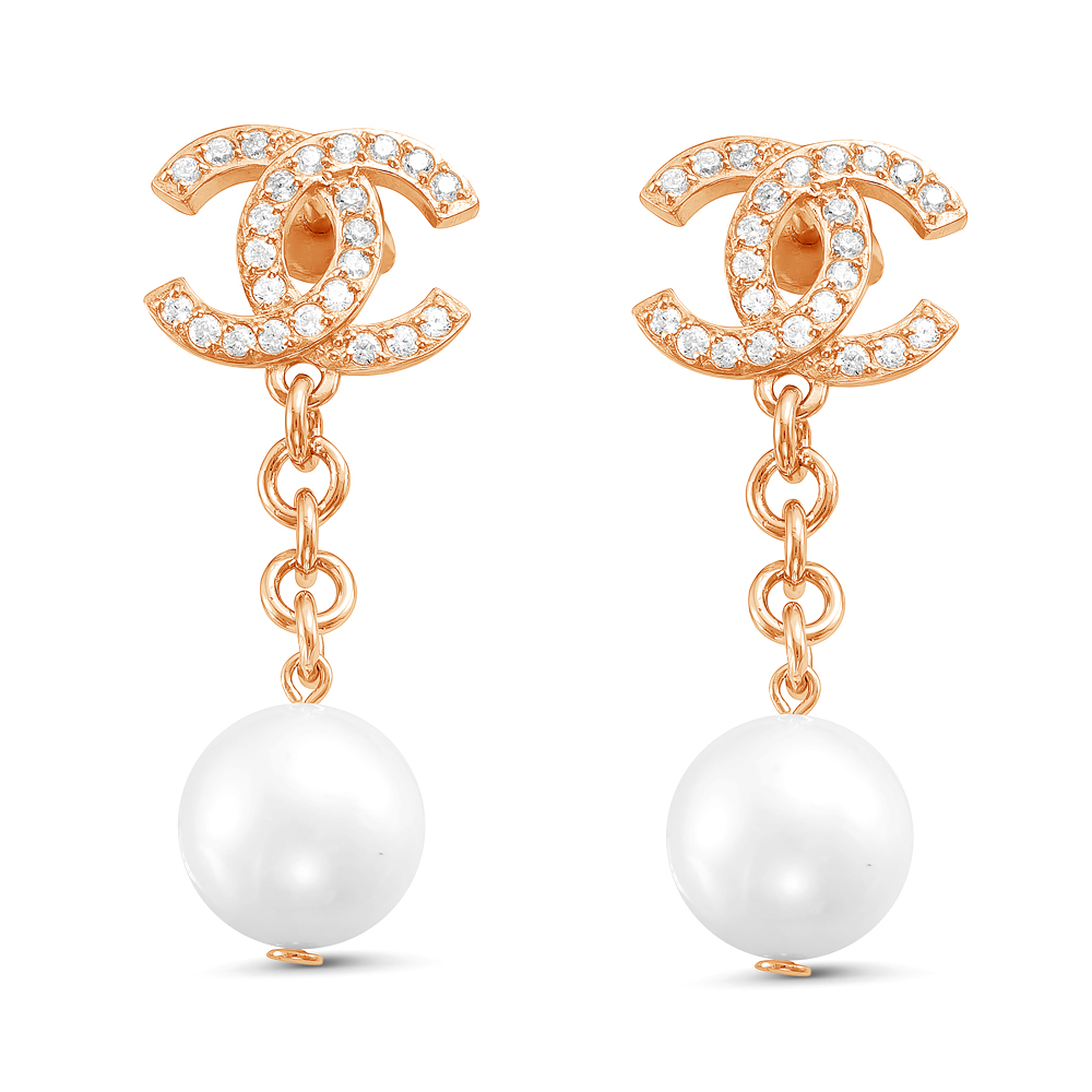Серьги из серебра 925 пробы с белыми жемчужинами 9-9,5 мм. Артикул 11501
