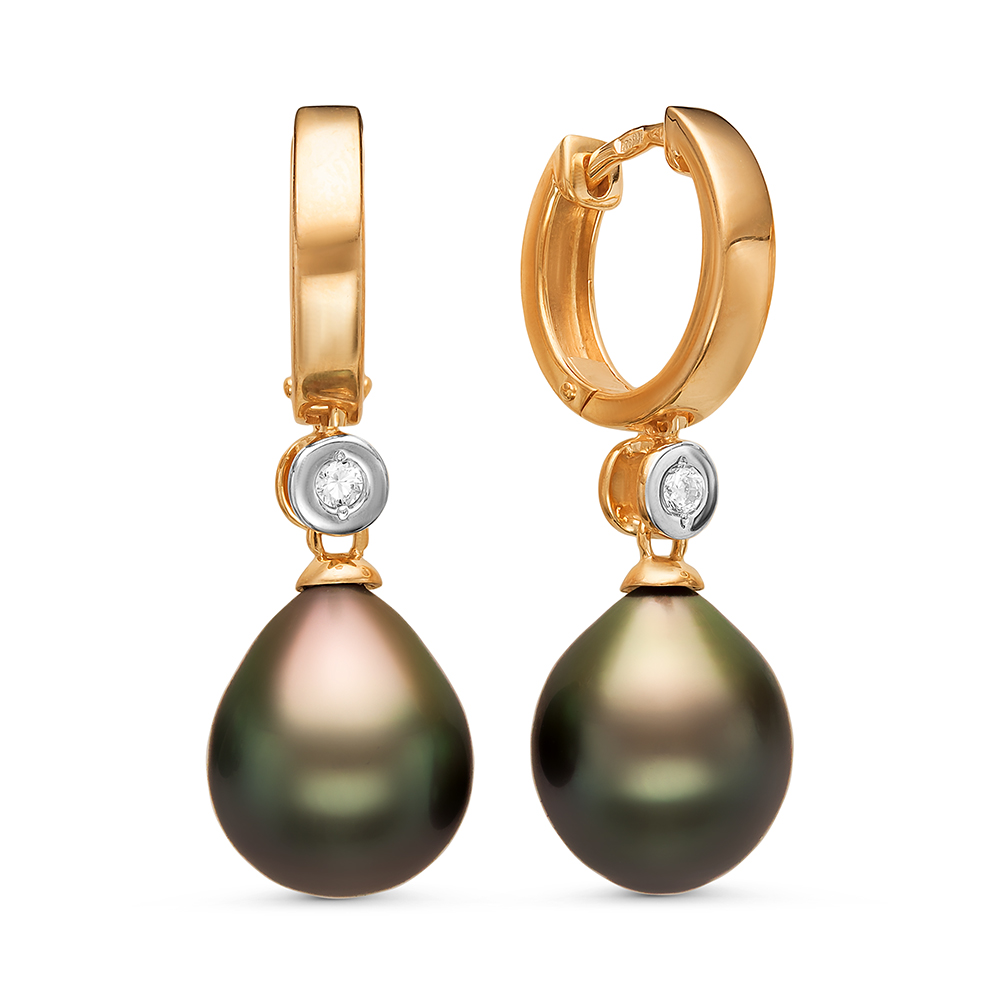 Серьги из серебра 925 пробы с Таитянскими жемчужинами 10,6-10,9 мм. Артикул 11103