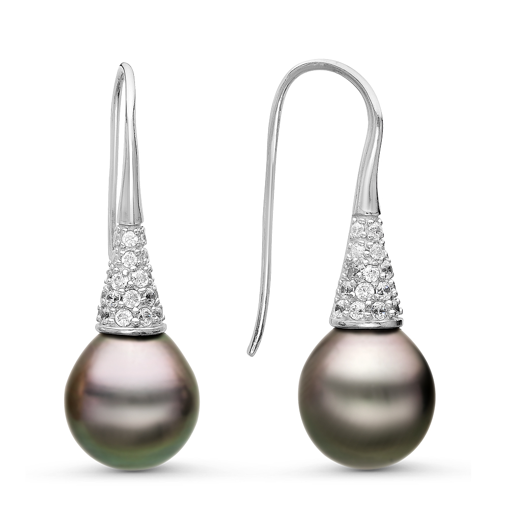 Серьги из серебра 925 пробы с Таитянскими жемчужинами 11-11,5 мм. Артикул 10812