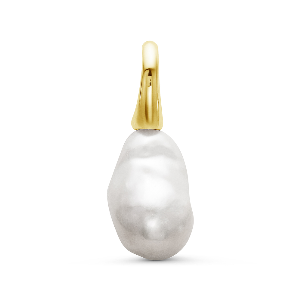 Кулон из золота 585 пробы с белой барочной жемчужиной 16-20 мм. Артикул 10660