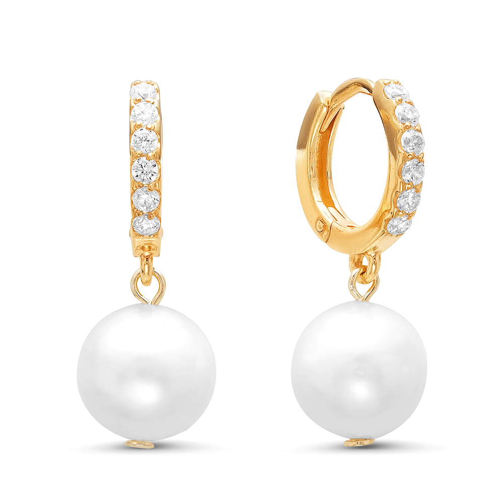 Серьги из серебра 925 пробы с белыми жемчужинами 9-10 мм. Артикул 11587