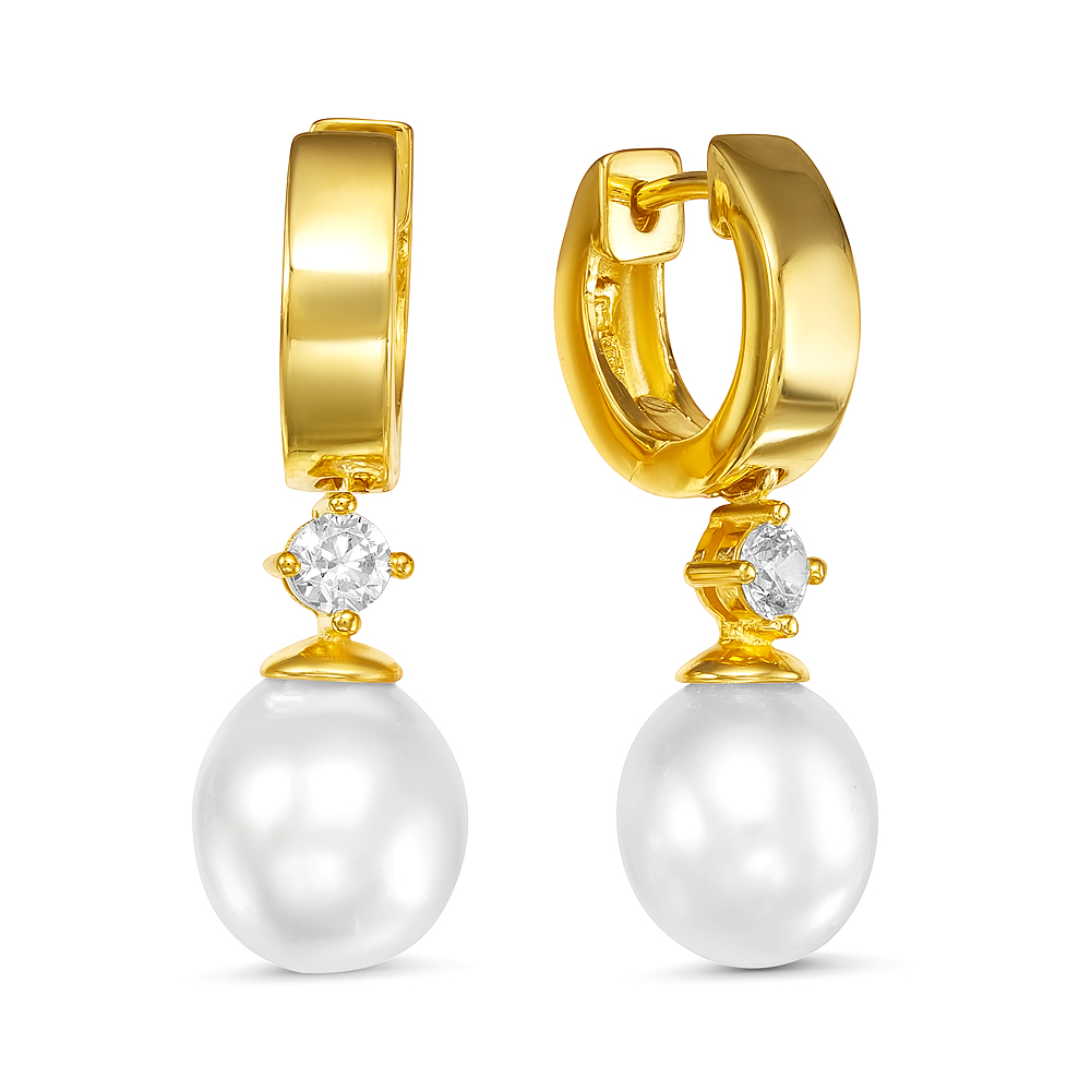 Серьги из серебра 925 пробы с Австралийскими жемчужинами 9,6-9,9 мм. Артикул 12163