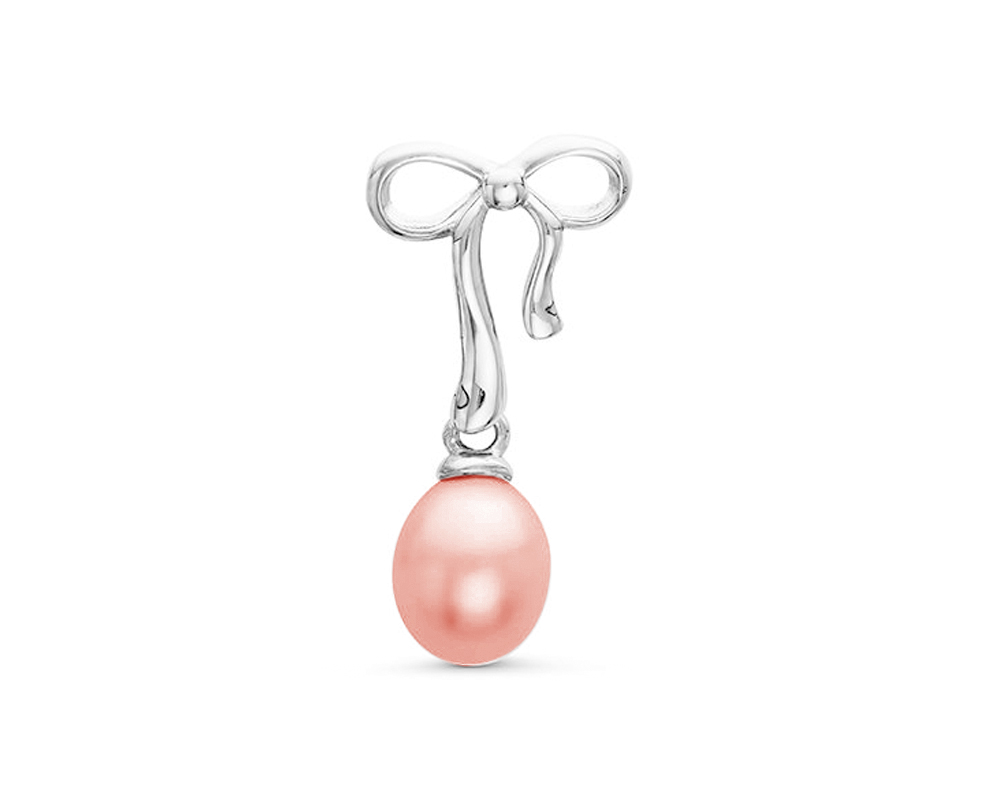 Кулон из серебра 925 пробы с розовой жемчужиной "капля" 7 мм. Артикул 11574