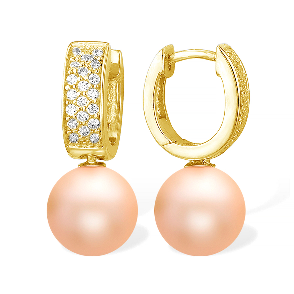 Серьги из серебра 925 пробы с розовыми жемчужинами 8,5-9 мм. Артикул 11540