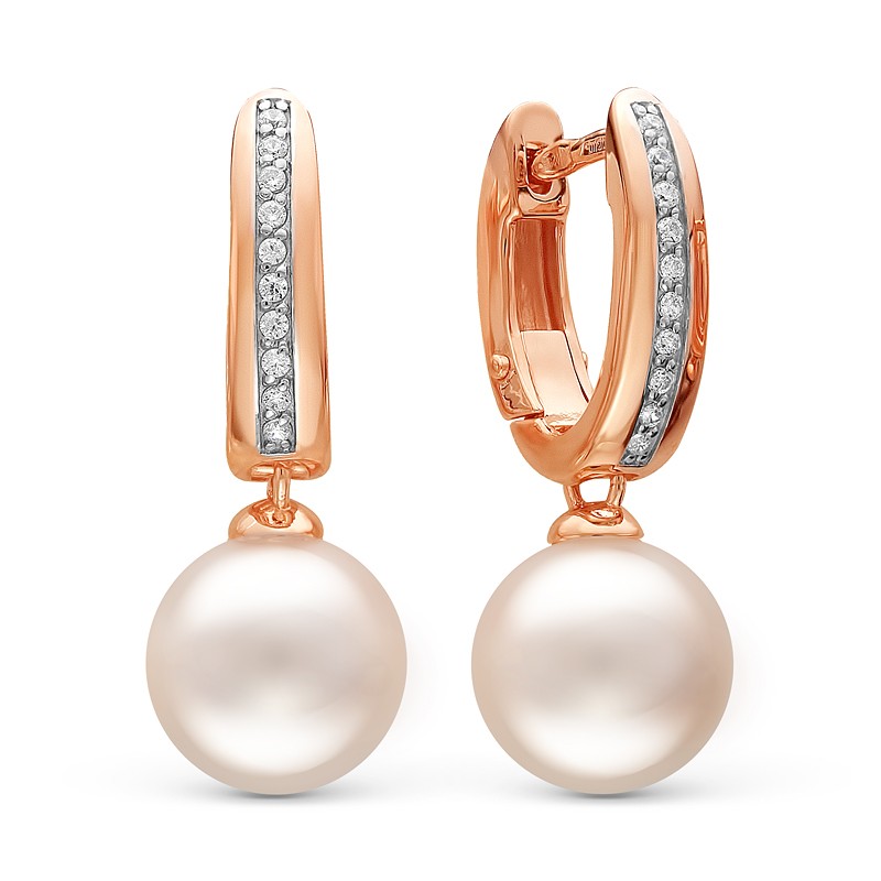 Серьги из серебра 925 пробы с белыми жемчужинами 8,5-9 мм. Артикул 10224