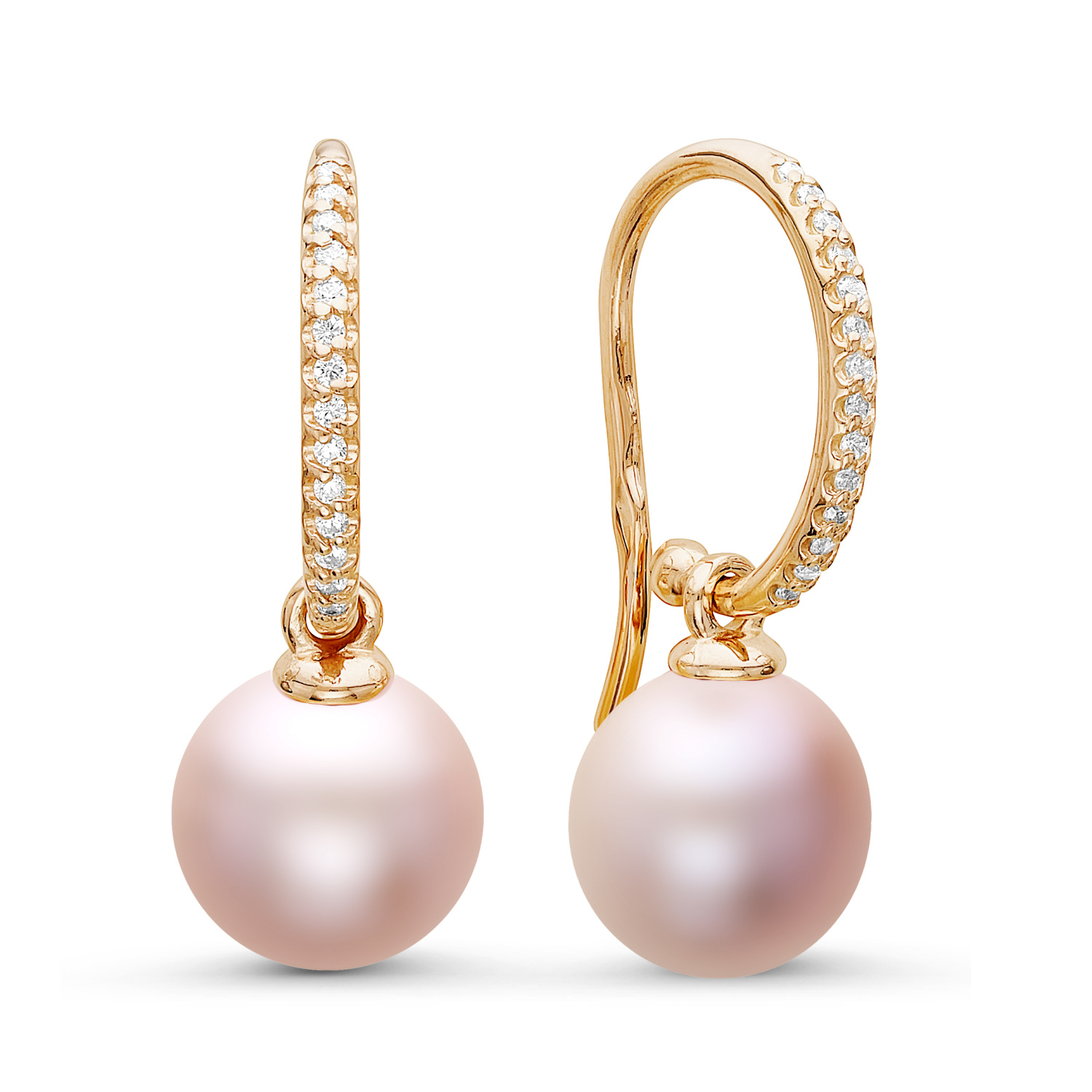 Серьги из серебра 925 пробы с розовыми жемчужинами 8,5-9 мм. Артикул 11480