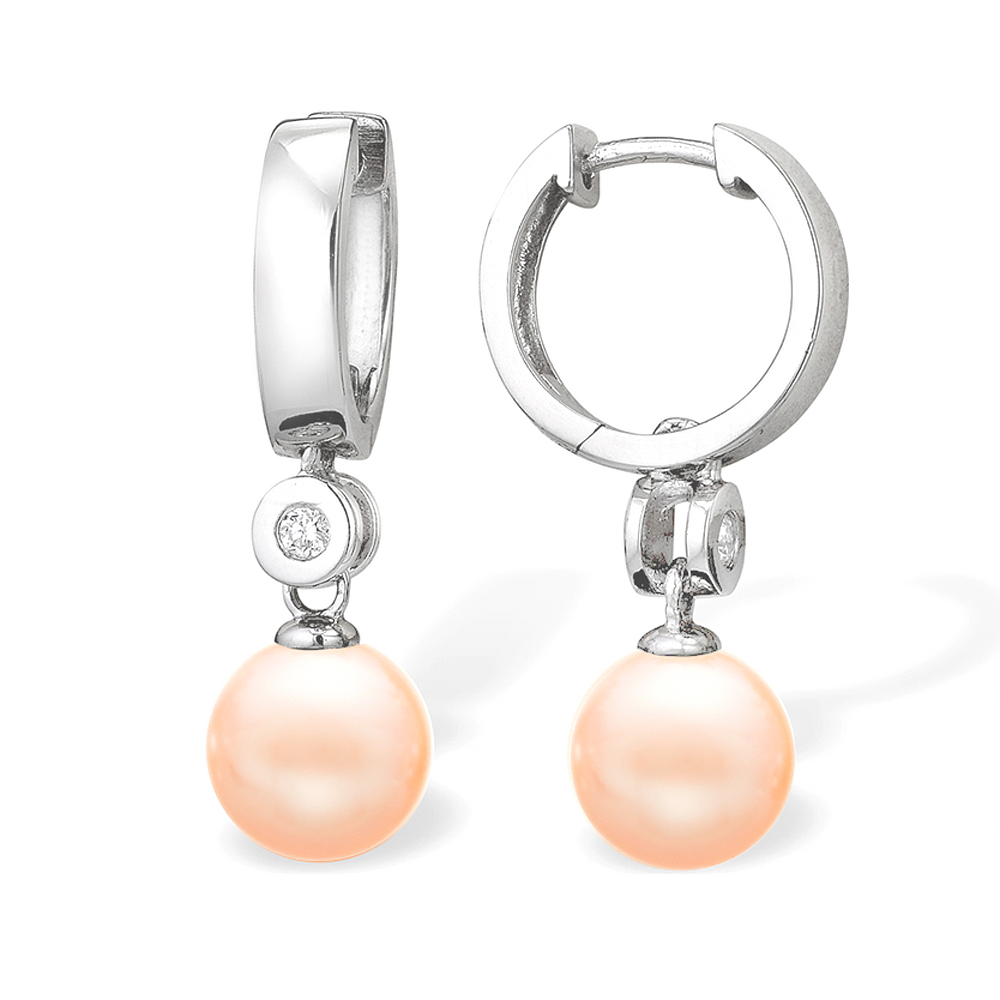 Серьги из серебра 925 пробы с розовыми жемчужинами 7,5-8 мм. Артикул 10219