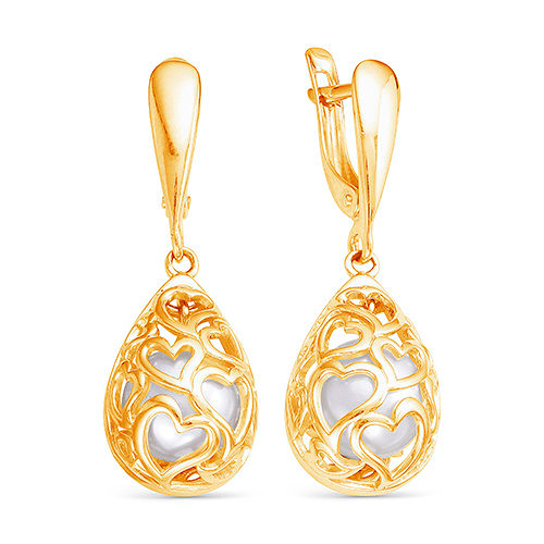 Серьги из серебра 925 пробы с белыми жемчужинами 8 мм. Артикул 12550