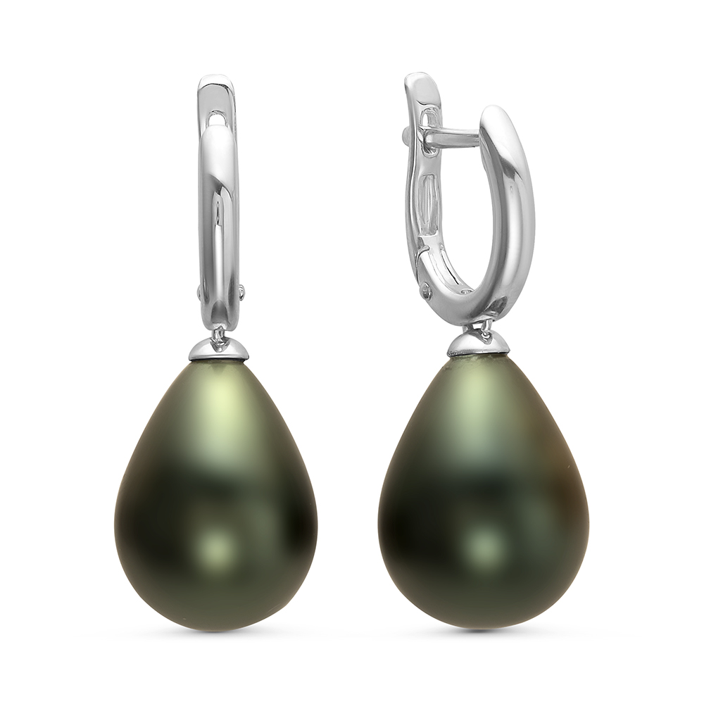 Серьги из серебра 925 пробы с жемчужинами "Майорика" 12,5-15,5 мм. Артикул 11267