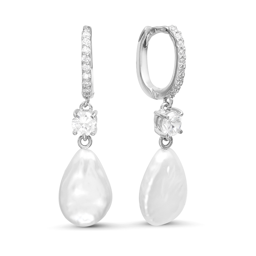 Серьги из серебра 925 пробы с барочными жемчужинами 14-18 мм. Артикул 9229