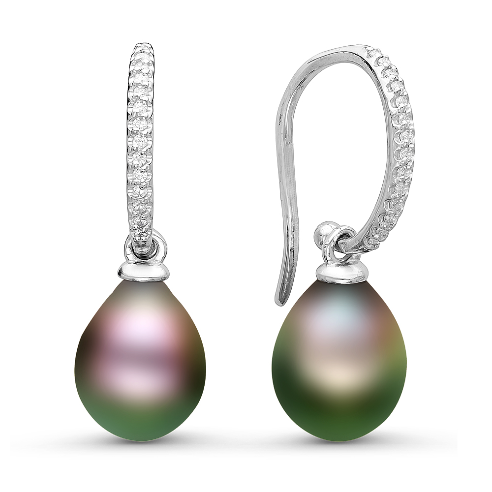 Серьги из серебра 925 пробы с Таитянскими жемчужинами 10-10,5 мм. Артикул 10810